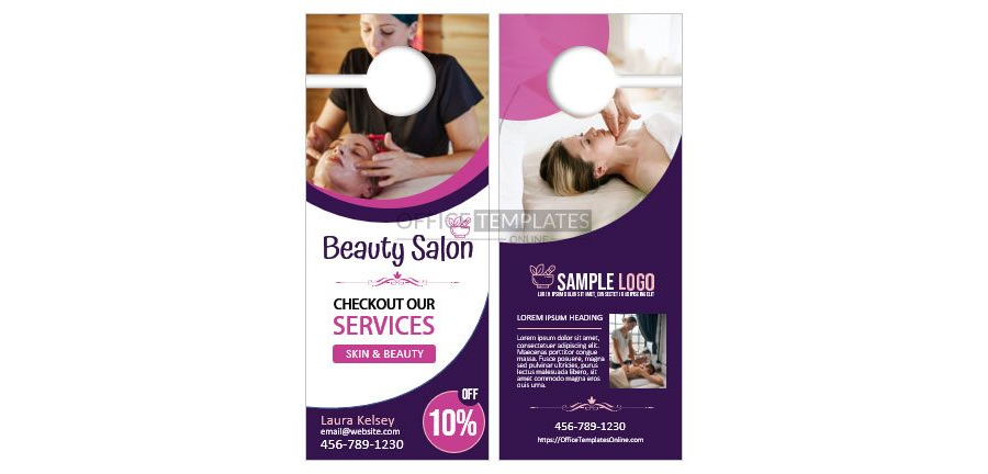 Download Beauty Salon Door Hanger Template for MS Word