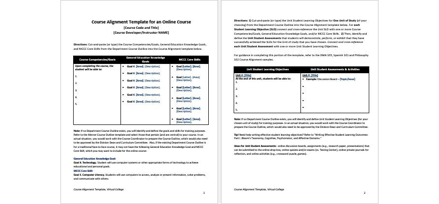 Download Course Alignment Template for an Online Course