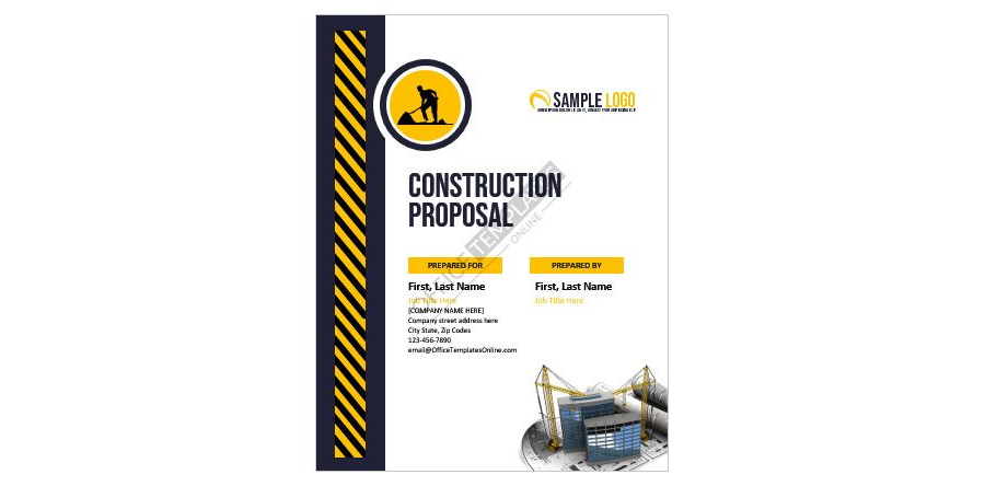 Download Construction Proposal Title Page template for MS Word
