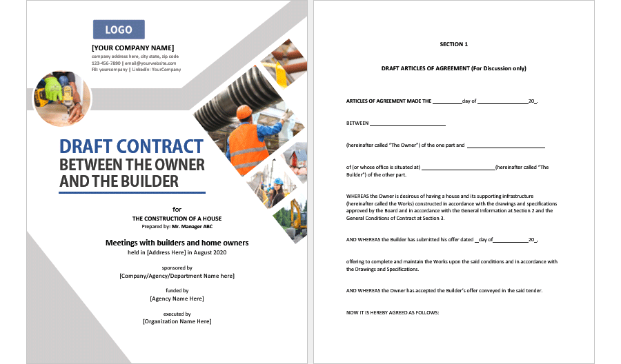 Owner and Builder Construction Contract
