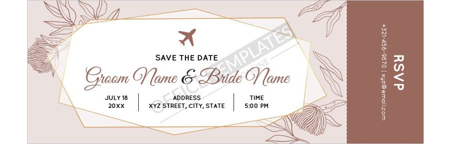 Boarding Pass Ticket Wedding Invitation Template