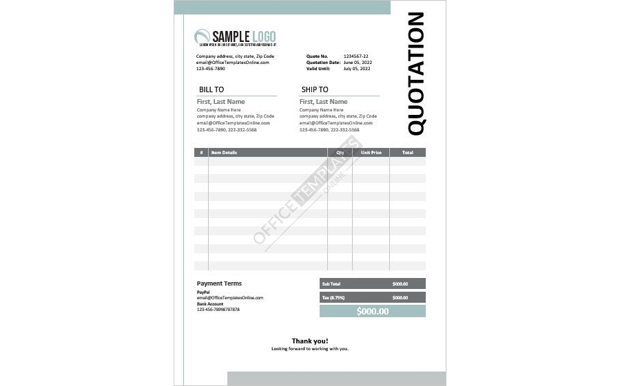 General Quotation Template in MS Word
