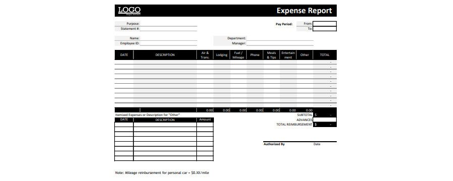 Download Employee Travel Expense Report Template