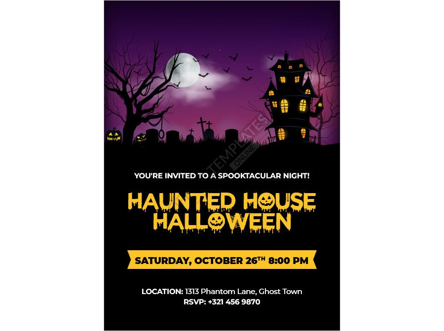 Haunted House Halloween Invitation Template