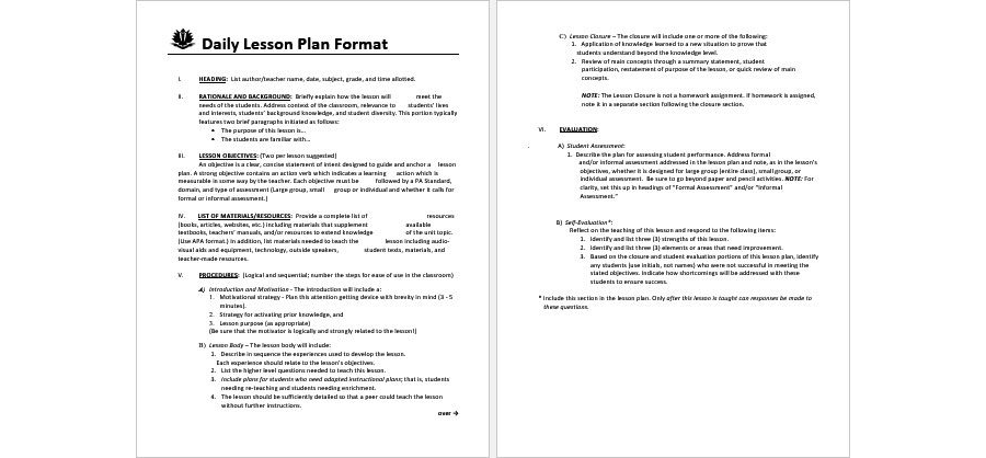 Download Kindergarten Daily Lesson Plan Sample in MS Word