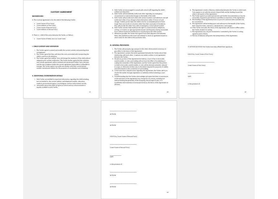 Custody Agreement Template