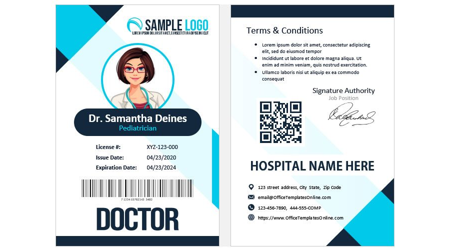 Download Sample ID Card for Medical Doctor in Microsoft Word
