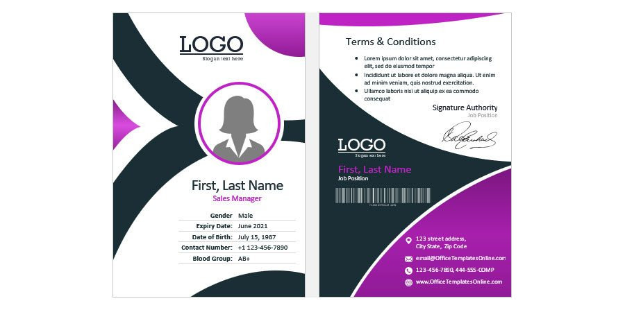 Download Sales Person ID Card Template for MS Word