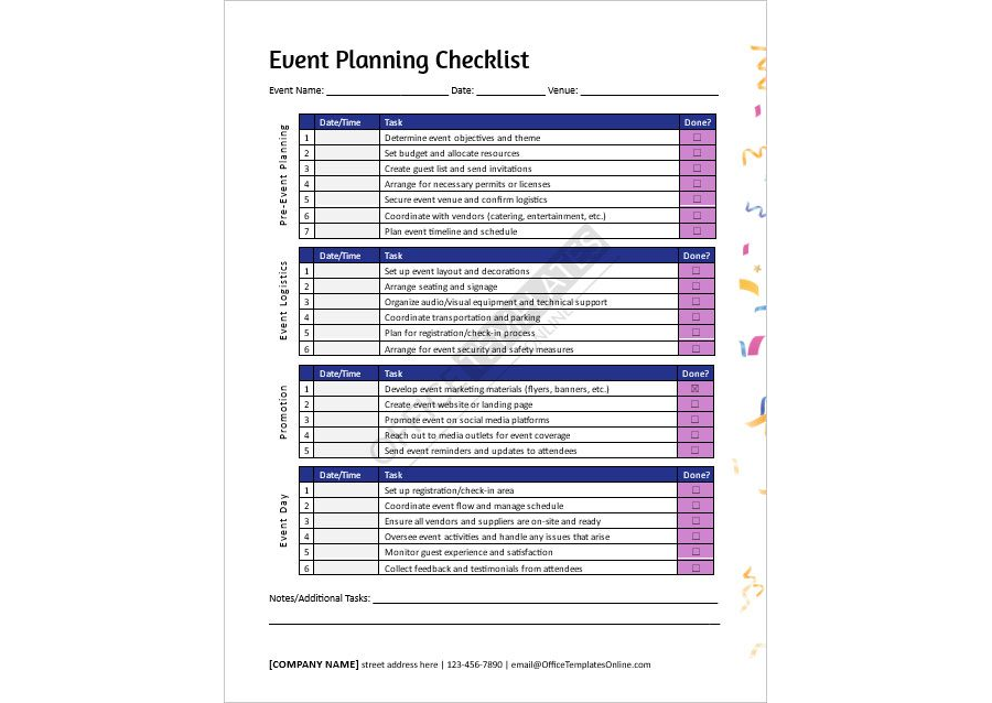 Event Planning To-Do List Template in MS Word