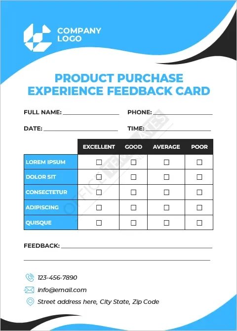 Product Purchase Experience Feedback Card Template
