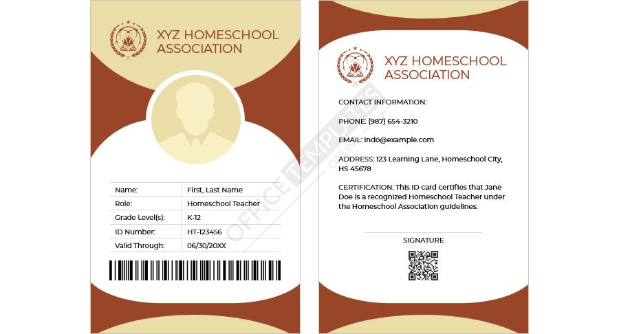 Homeschool Teacher ID Card Template