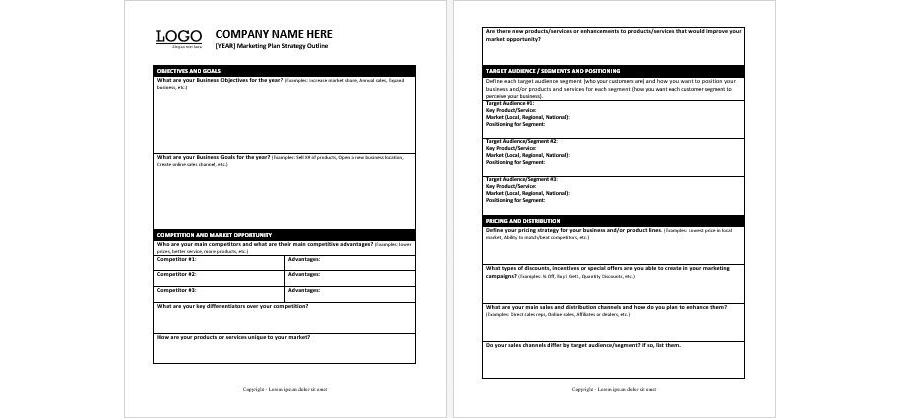 Download Marketing Strategy Plan Outline Template