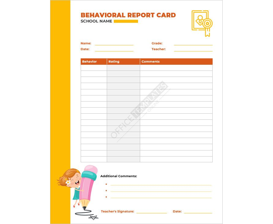 Behavioral Report Card Template