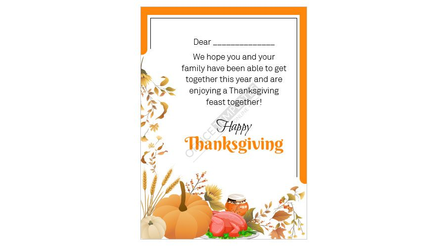 Download Happy Thanksgiving Card Format in MS Word