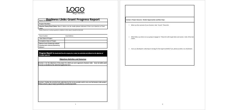 Download Business Grant Progress Report Template