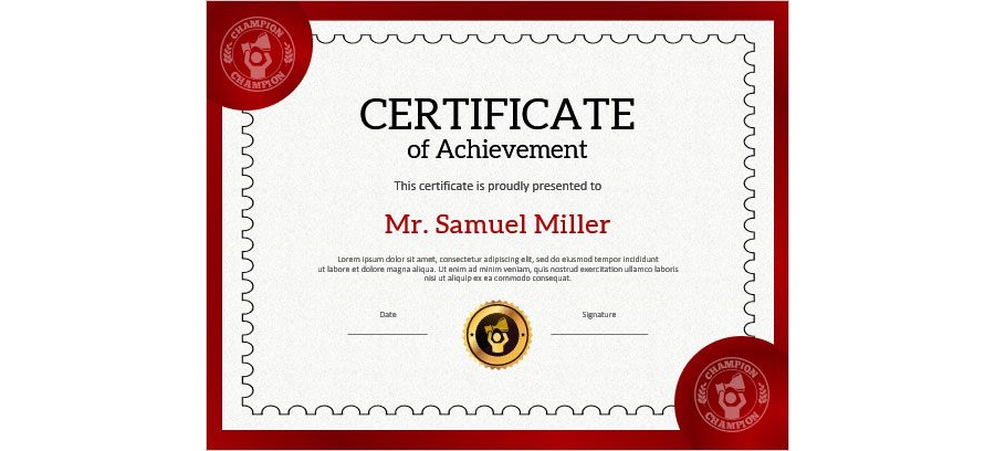 Download Sports Achievement Certificate Template