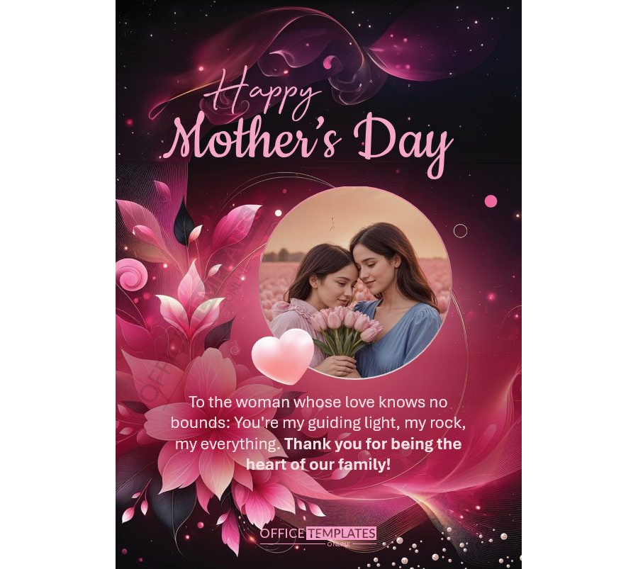 Elegant Pink and Purple Floral Mother's Day Card Template