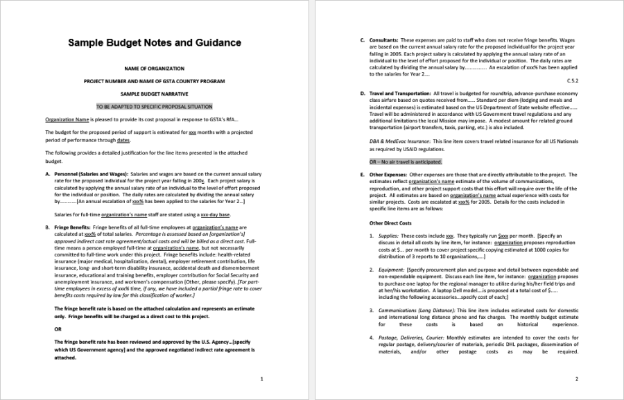 Cost Analysis with Sample Budget and Guidance