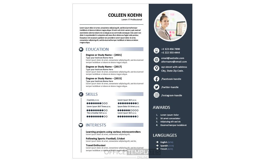 Download Modern Information Technology (IT) Resume Format for Freshers - [DOC]