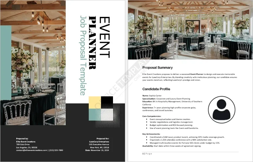 Event Planner Job Proposal Template