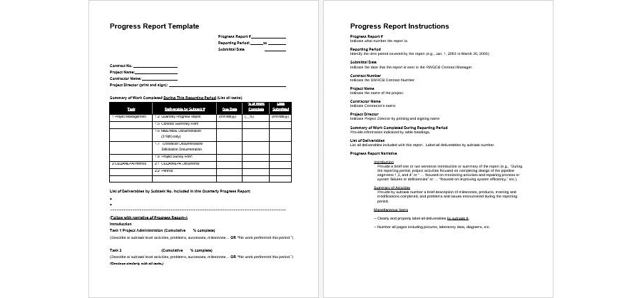 Download Progress Report Template