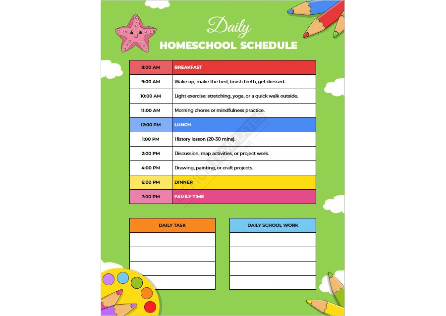 Daily Homeschool Schedule Template