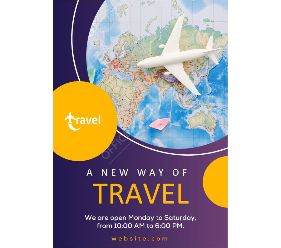 Travel Agency Poster Design Template in Ms Word