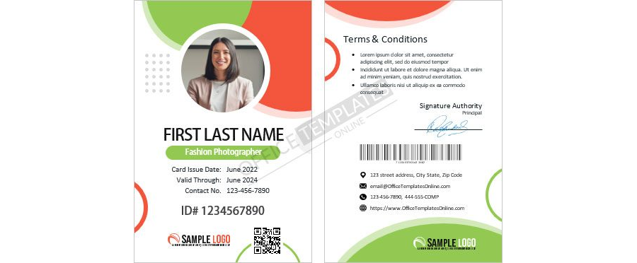 Fashion Photographer ID Card template in MS Word