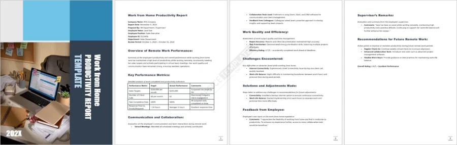 Work from Home Productivity Report Template