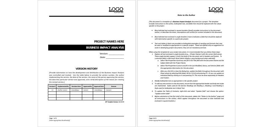 Download Business Impact Analysis Report Template