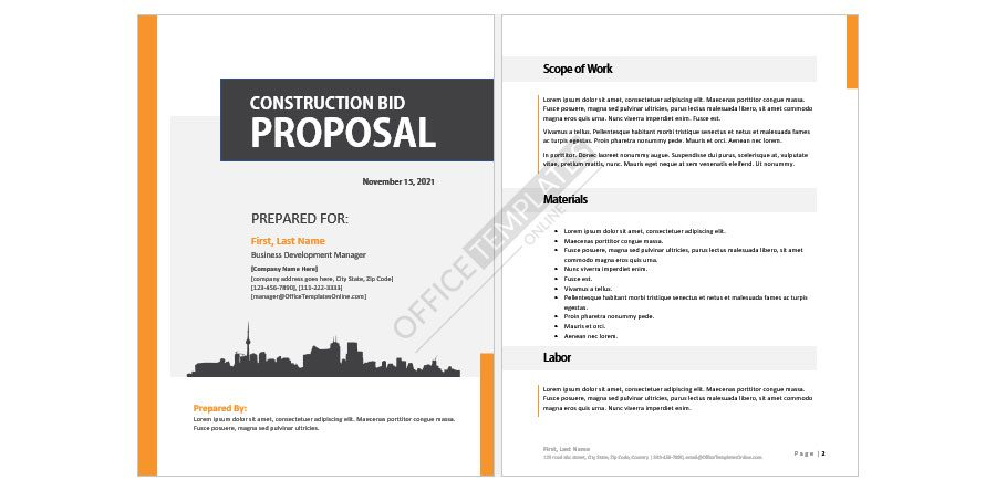 Download Construction Bid Proposal Template for MS Word