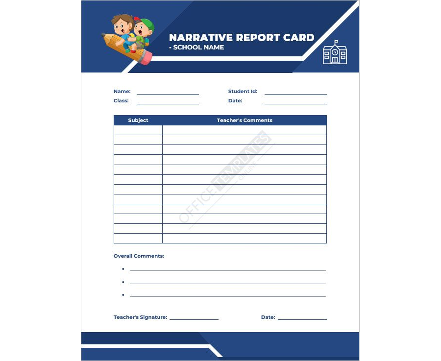 Narrative Report Card Template