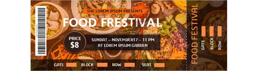 Food Festival Ticket Template in MS Word - Design 06