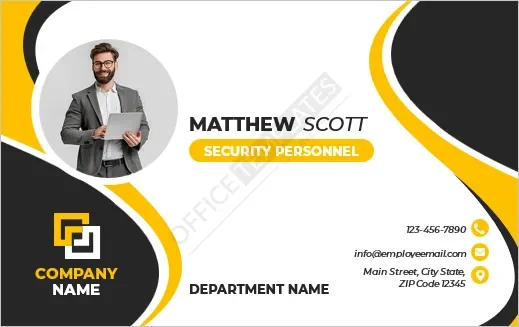 Security Personnel Name Card Template