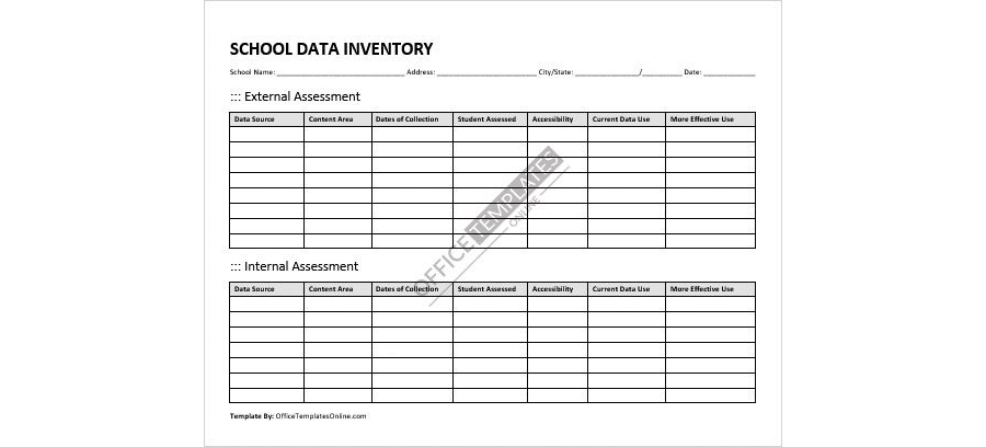 Download School Data Inventory Template for Microsoft Word