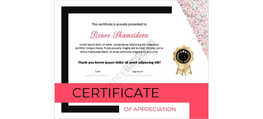 Download Sports Certificate of Appreciation Template for MS Word