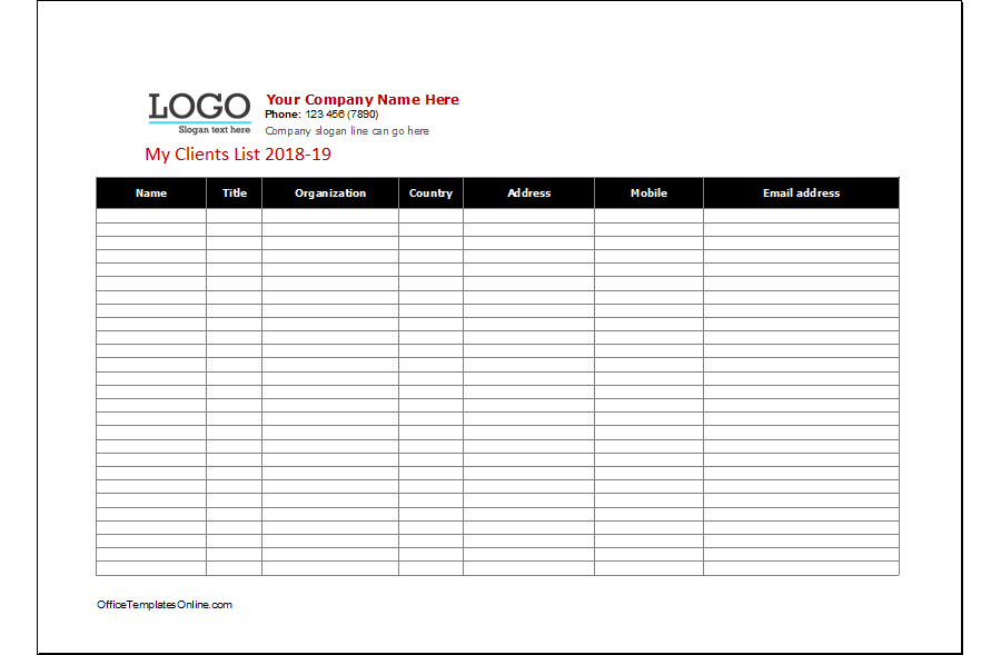 Clients List Template