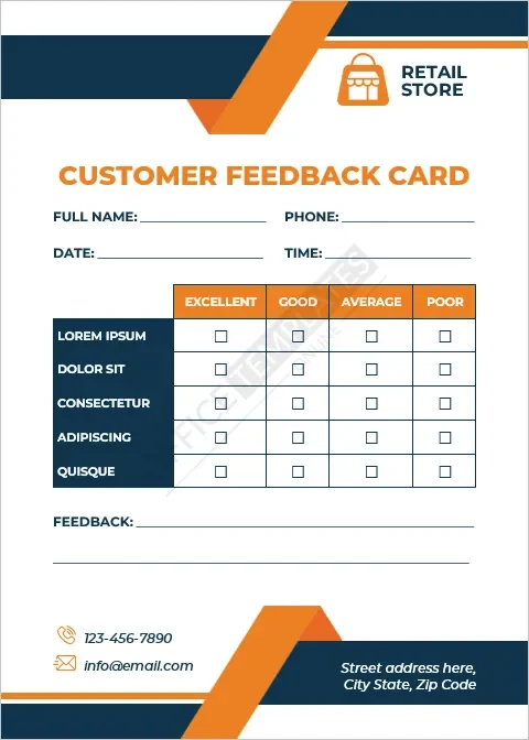 Retail Store Customer Feedback Card Template