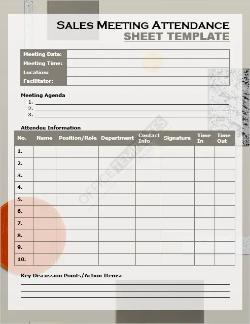 Sales Meeting Attendance Sheet Template