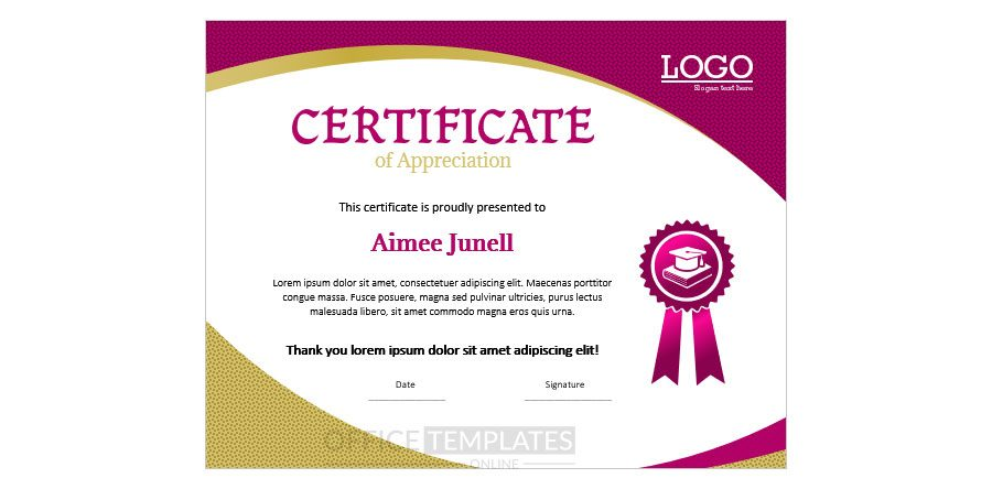 Download School Certificate of Appreciation in MS Word