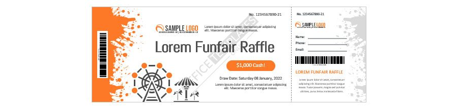Download Funfair Raffle Ticket Design for Microsoft Word