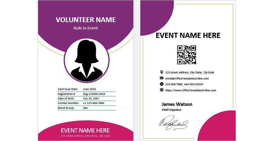 Download Event Volunteer ID Card Template