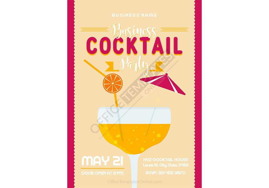 Business Cocktail Party Invitation Design in MS Word