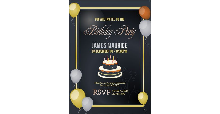 Download Friend's Birthday Invitation Card Template for MS Word