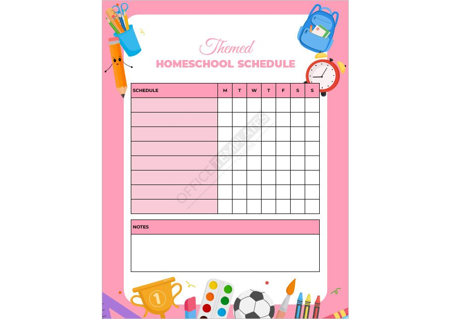 Themed Homeschool Schedule Template