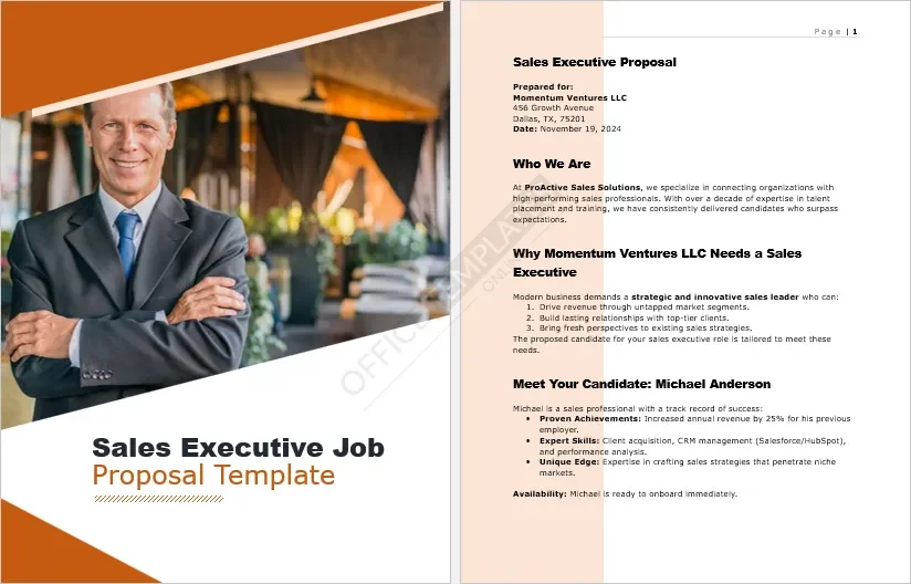 Sales Executive Job Proposal Template