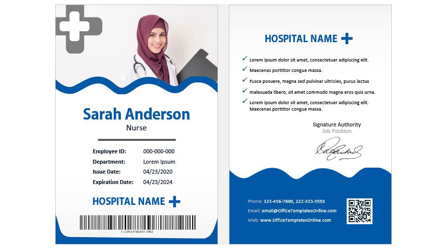 Download Nurse ID Card Template for MS Word