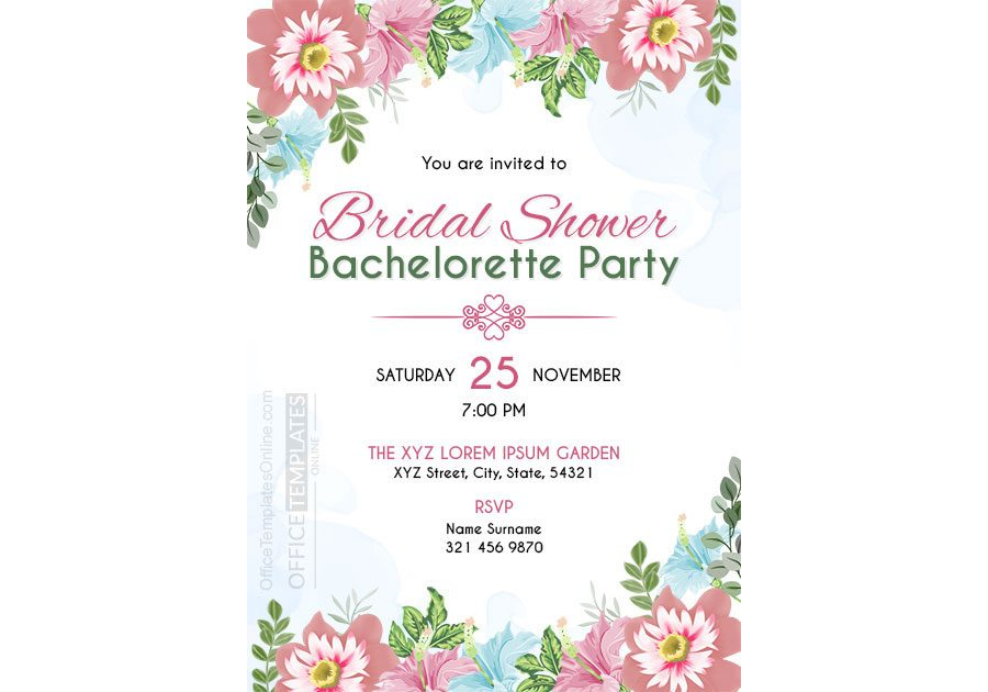 Bridal Shower Party Invitation Design in MS Word