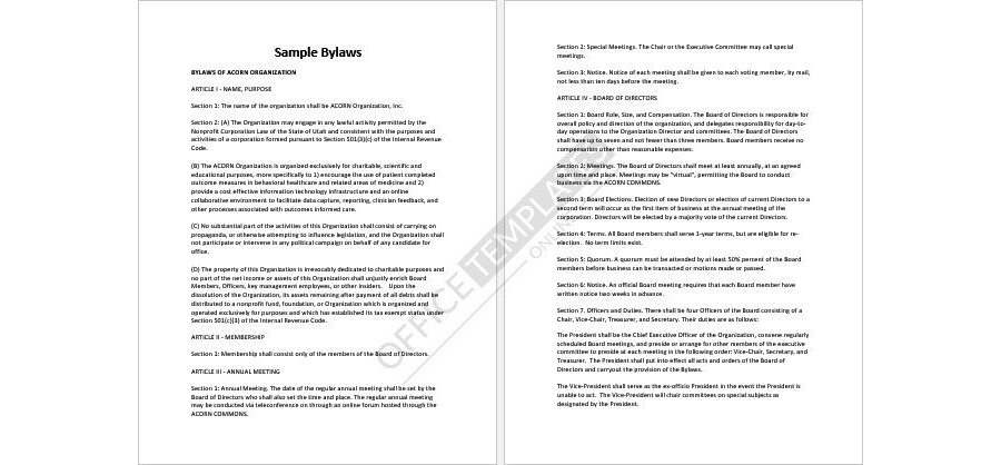 Sample Corporate Bylaws Format 10
