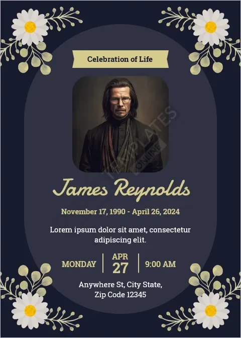 Celebration of Life Funeral Card Template